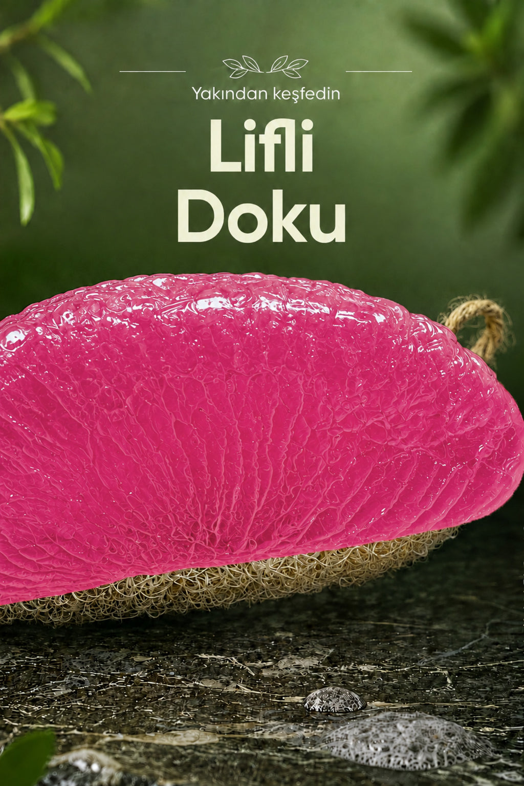 Pembe Pomelo Dilimi Şekilli Lifli Katı Sabun 10x6x4 cm Peeling Etkili Asılabilir Dekoratif Banyo El Sabunu
