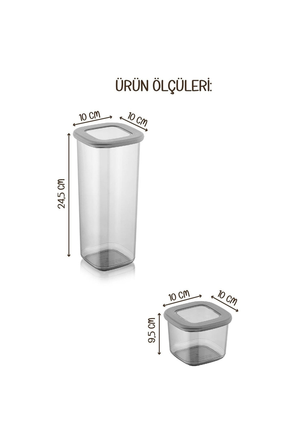 Renkli Etiketli 12li Foly Kare Erzak Saklama Kabı 9x(0,55 Litre) 3x(1,75 Litre) Antrasit