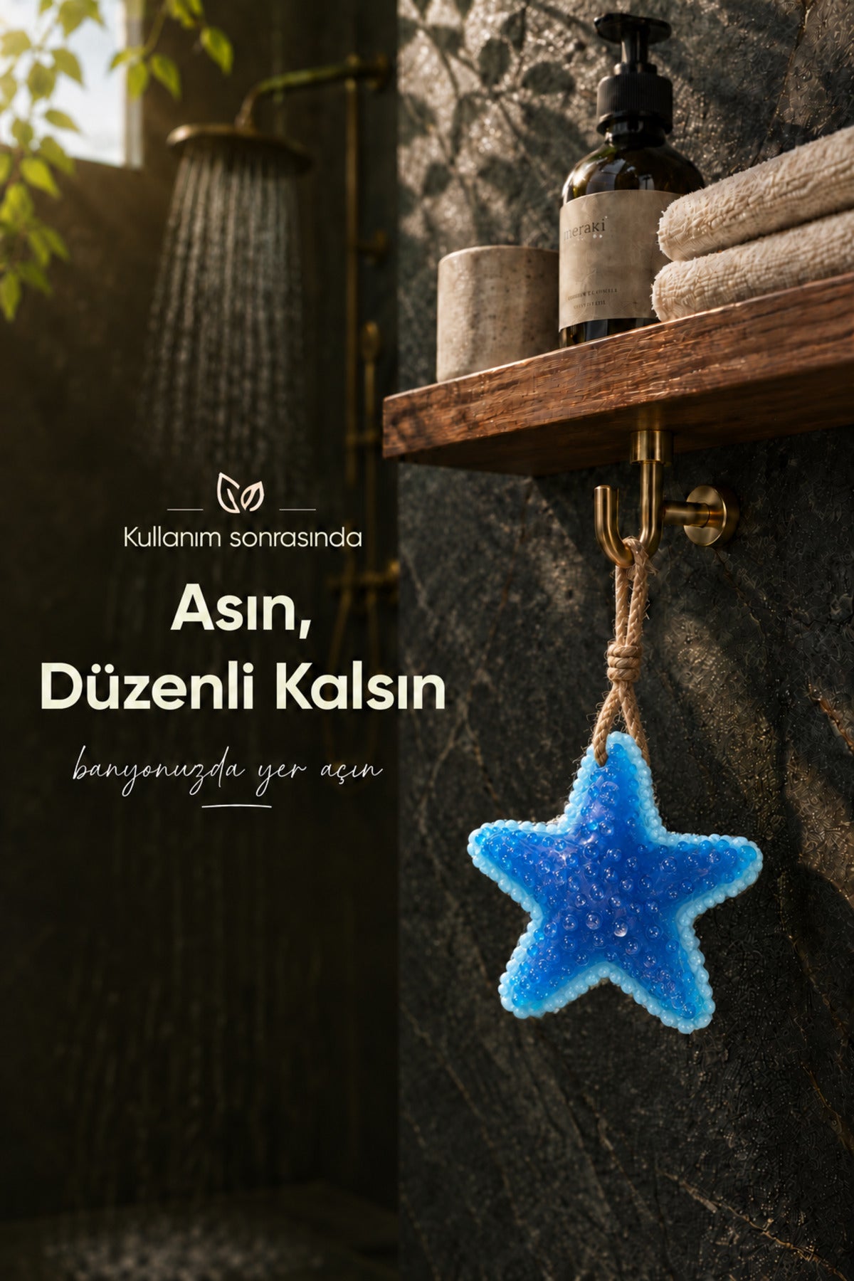 Mavi Deniz Yıldızı Şekilli Katı Sabun 12,5x12,5 cm Asılabilir Dekoratif Banyo El Sabunu