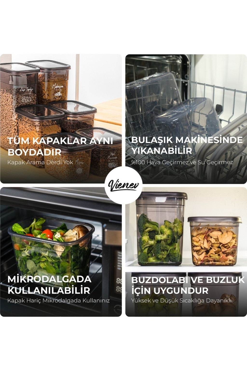 18li Peggy Dikdörtgen Saklama Kabı Seti 6x( 1900ml, 800ml, 400ml ) Etiketli