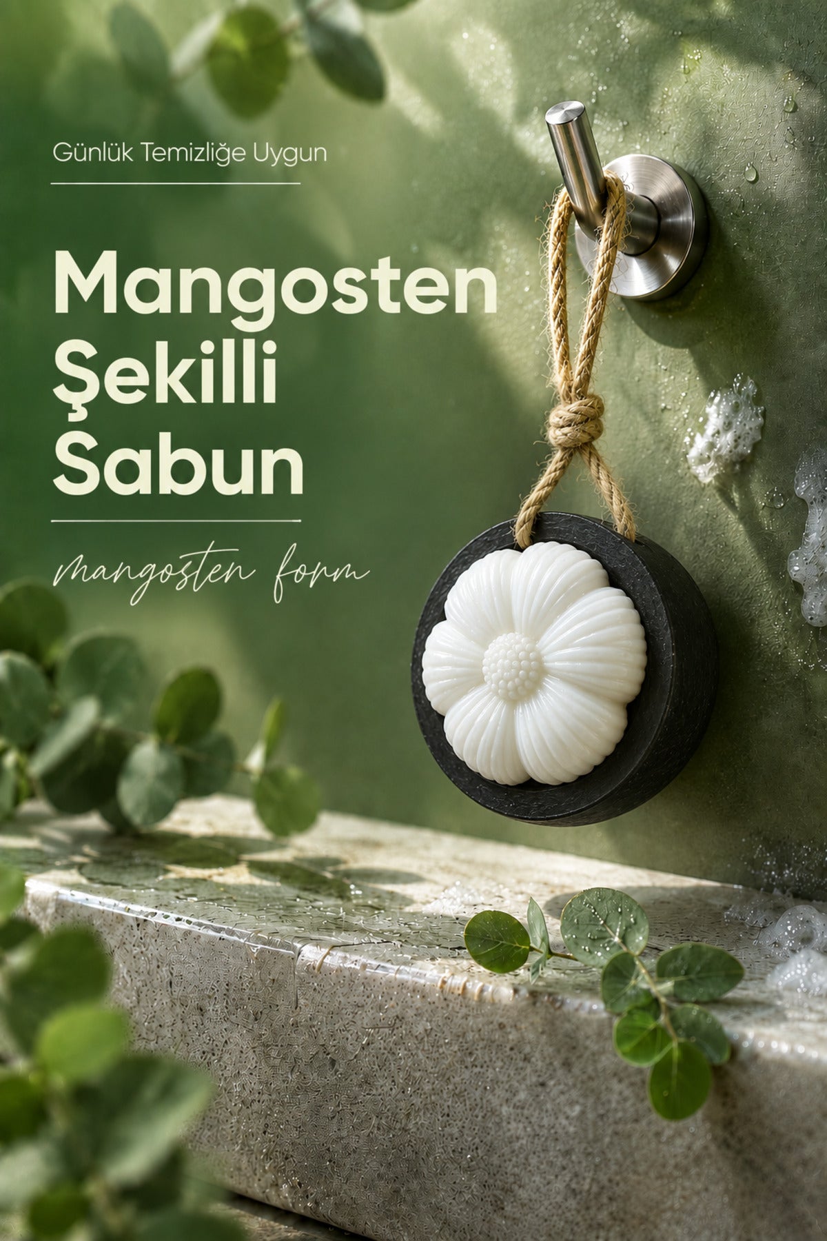 Mangosten Şekilli Katı Sabun 6,6x6,6x4,8 cm Asılabilir Dekoratif Banyo El Sabunu