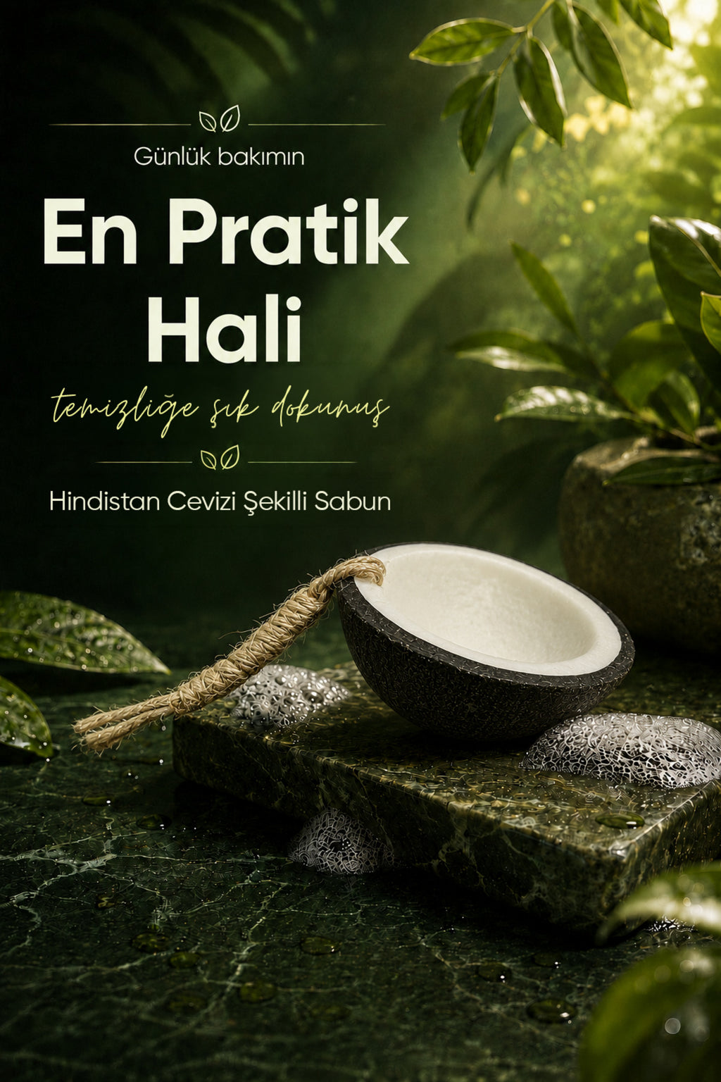 Hindistan Cevizi Şekilli Katı Sabun 9,5x8x5 cm Asılabilir Dekoratif Banyo El Sabunu