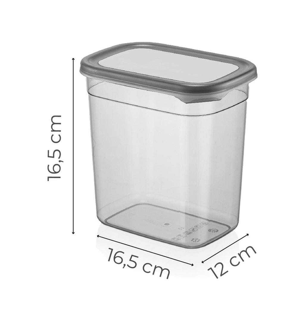 6'lı 2 Litre Contalı Dikdörtgen Saklama Kabı Seti Serigrafi Etiketli