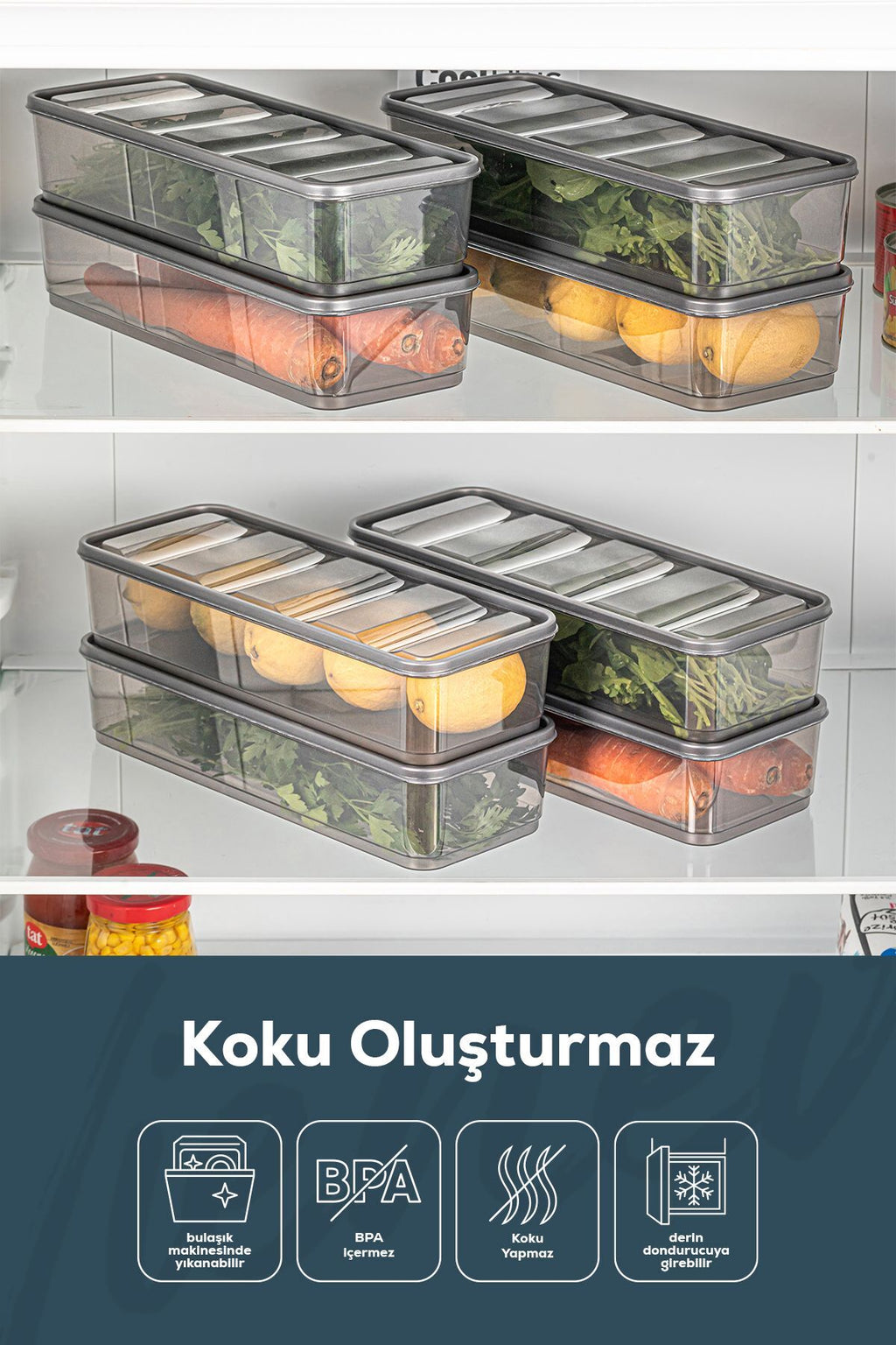 8li 1,65 Litre Bella Buzdolabı Düzenleyici Saklama Kabı