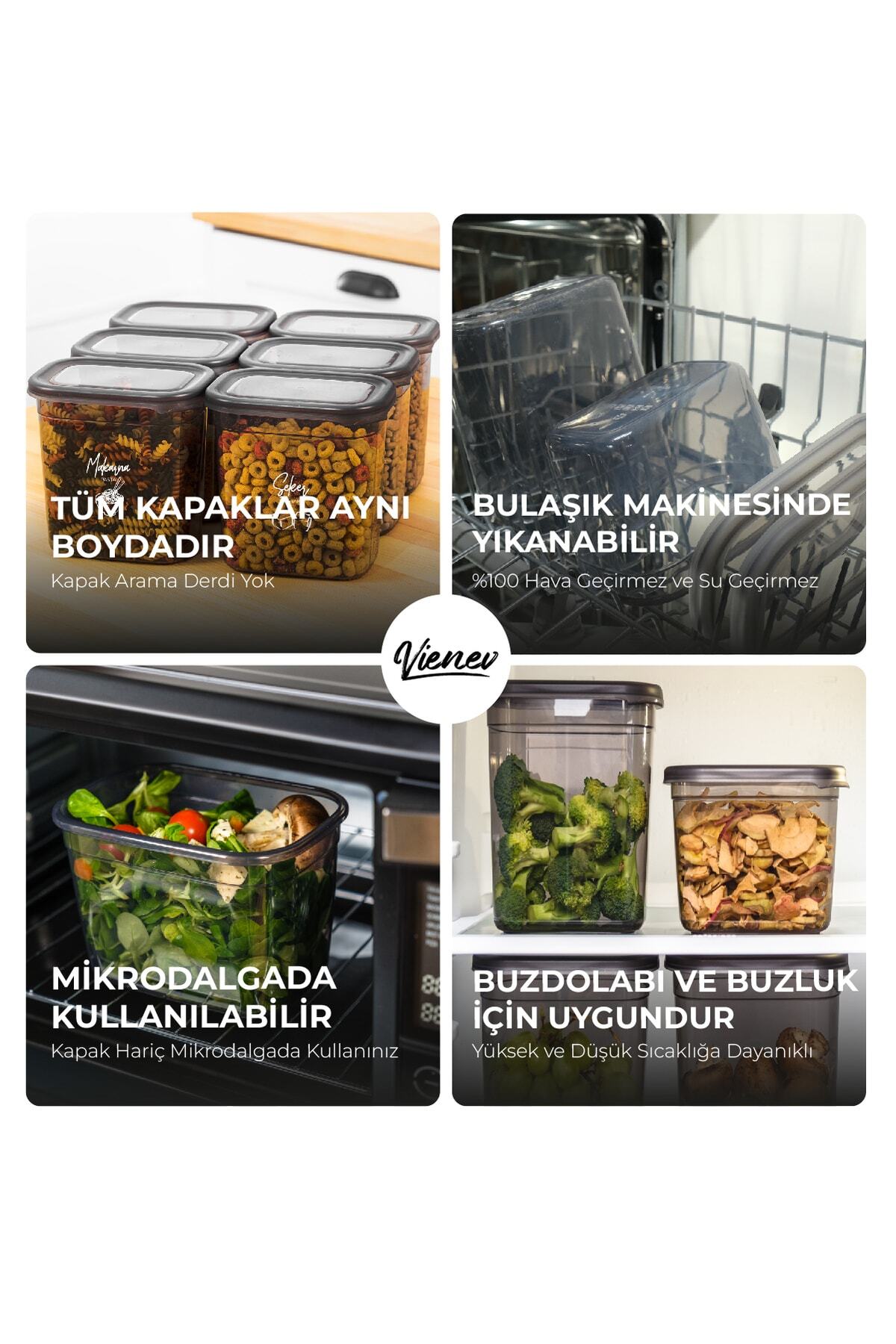 Beyaz Serigrafi Etiketli 12li Peggy Dikdörtgen Baharatlık Seti 1150 Ml Antrasit