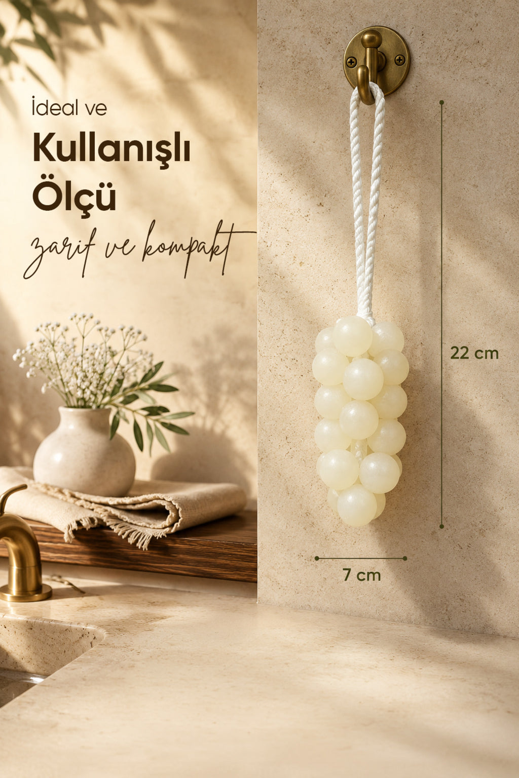 Beyaz Salkım Üzüm Şekilli Katı Sabun 7x22 cm Asılabilir Dekoratif Banyo El Sabunu