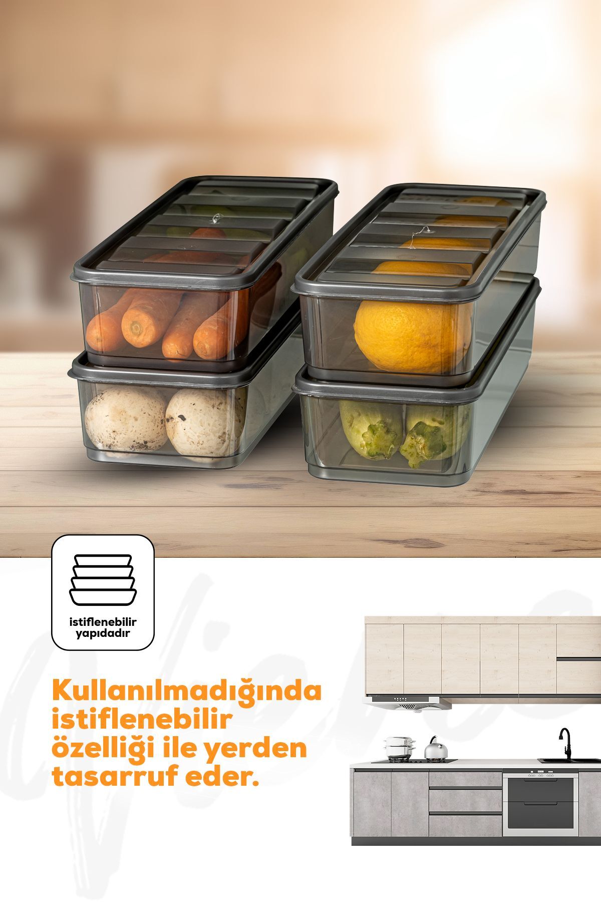4lü Bella Buzdolabı Düzenleyici Saklama Kabı 1,65 Lt