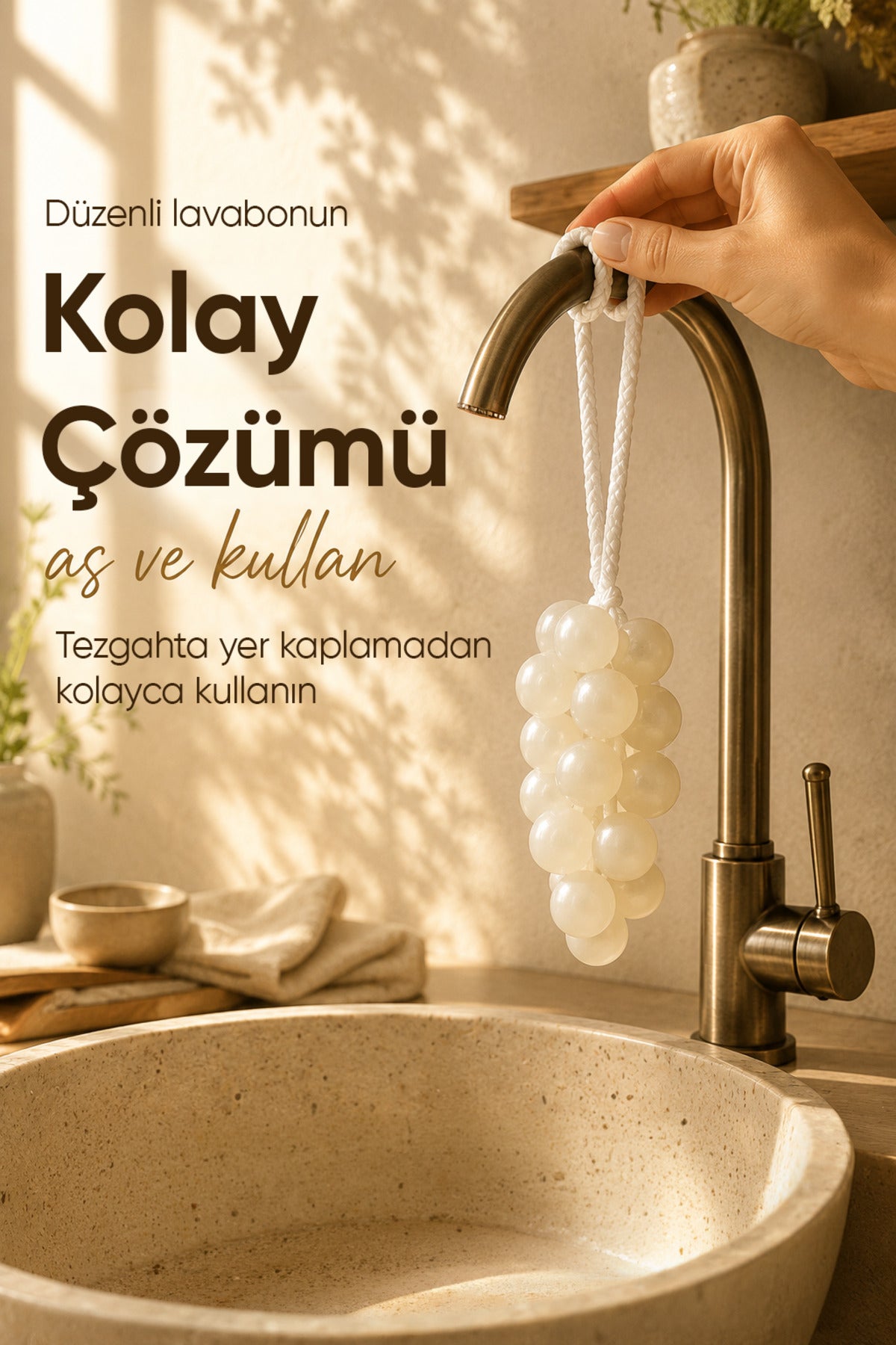 Beyaz Salkım Üzüm Şekilli Katı Sabun 7x22 cm Asılabilir Dekoratif Banyo El Sabunu