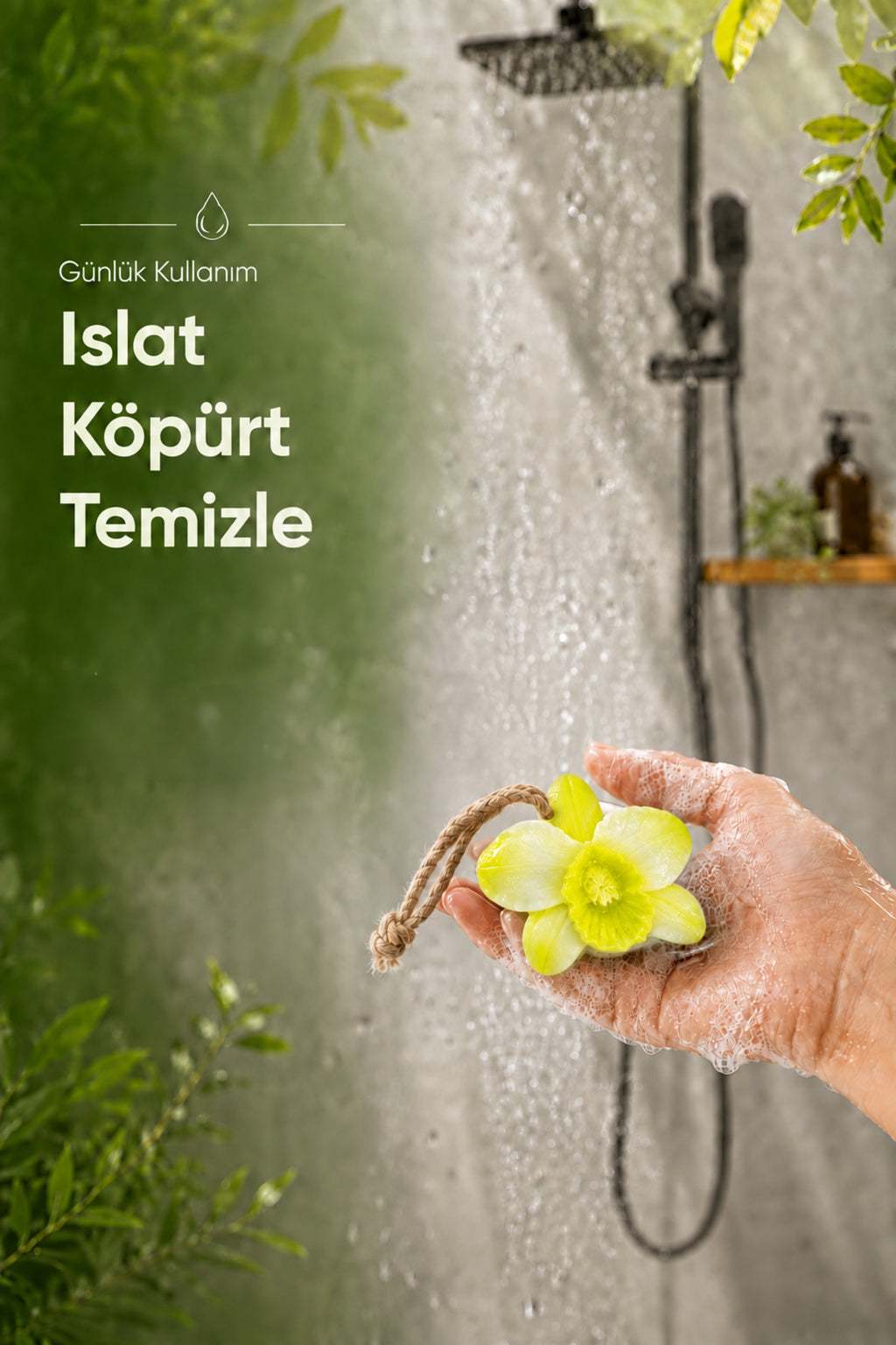 Sarı Orkide Şekilli Katı Sabun 10,5x10 cm Asılabilir Dekoratif Banyo El Sabunu