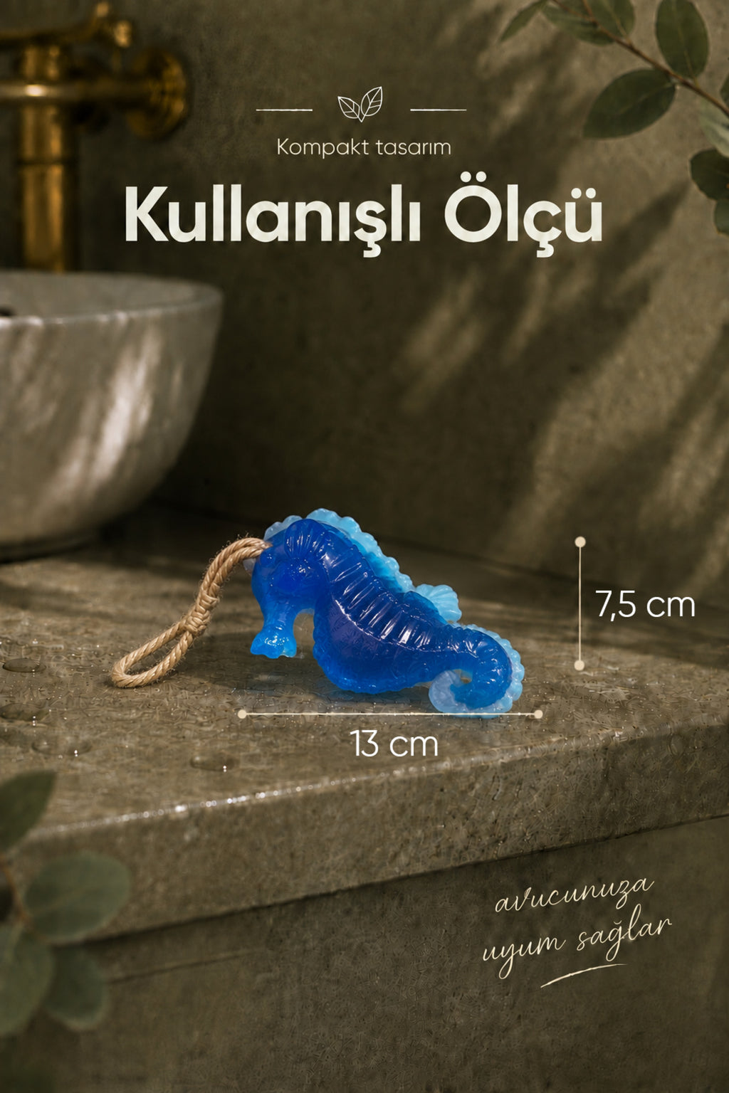 Mavi Deniz Atı Şekilli Katı Sabun 13x7,5 cm Asılabilir Dekoratif Banyo El Sabunu