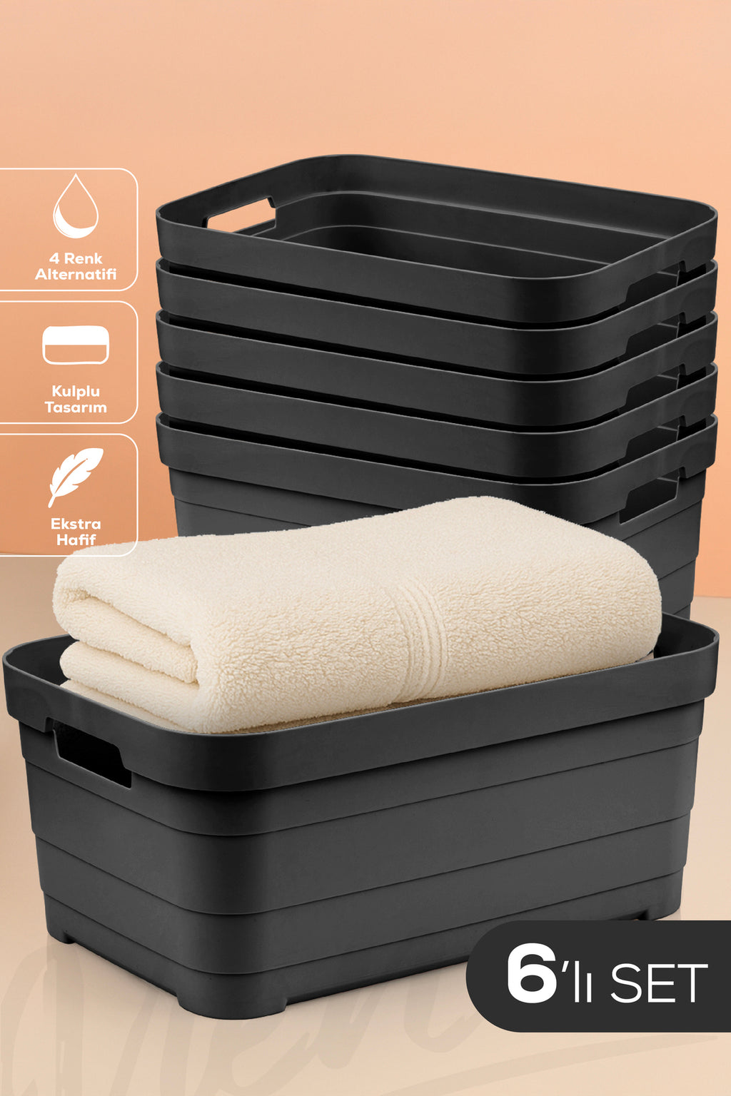 6'lı 10,8 Litre Saklama Kutusu Antrasit