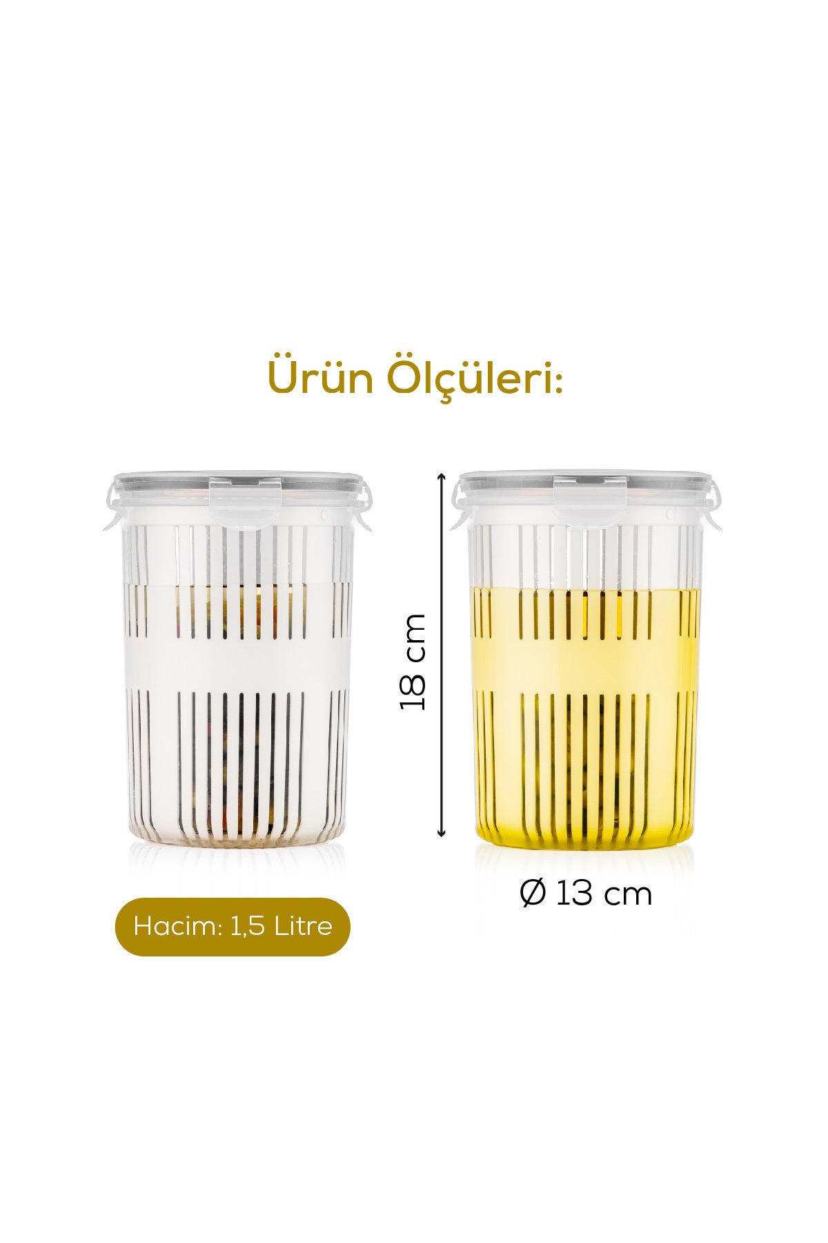 Süzgeçli Saklama Kabı Zeytinlik Turşuluk 1,5 Litre