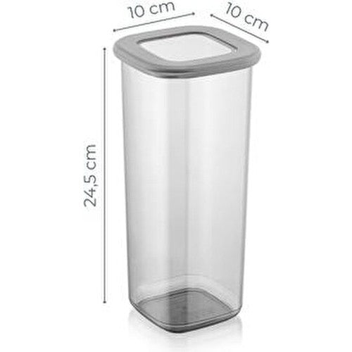 Etiketli Kare Erzak Saklama Kabı 6'lı Set Büyük Boy 1,75 Litre Antrasit