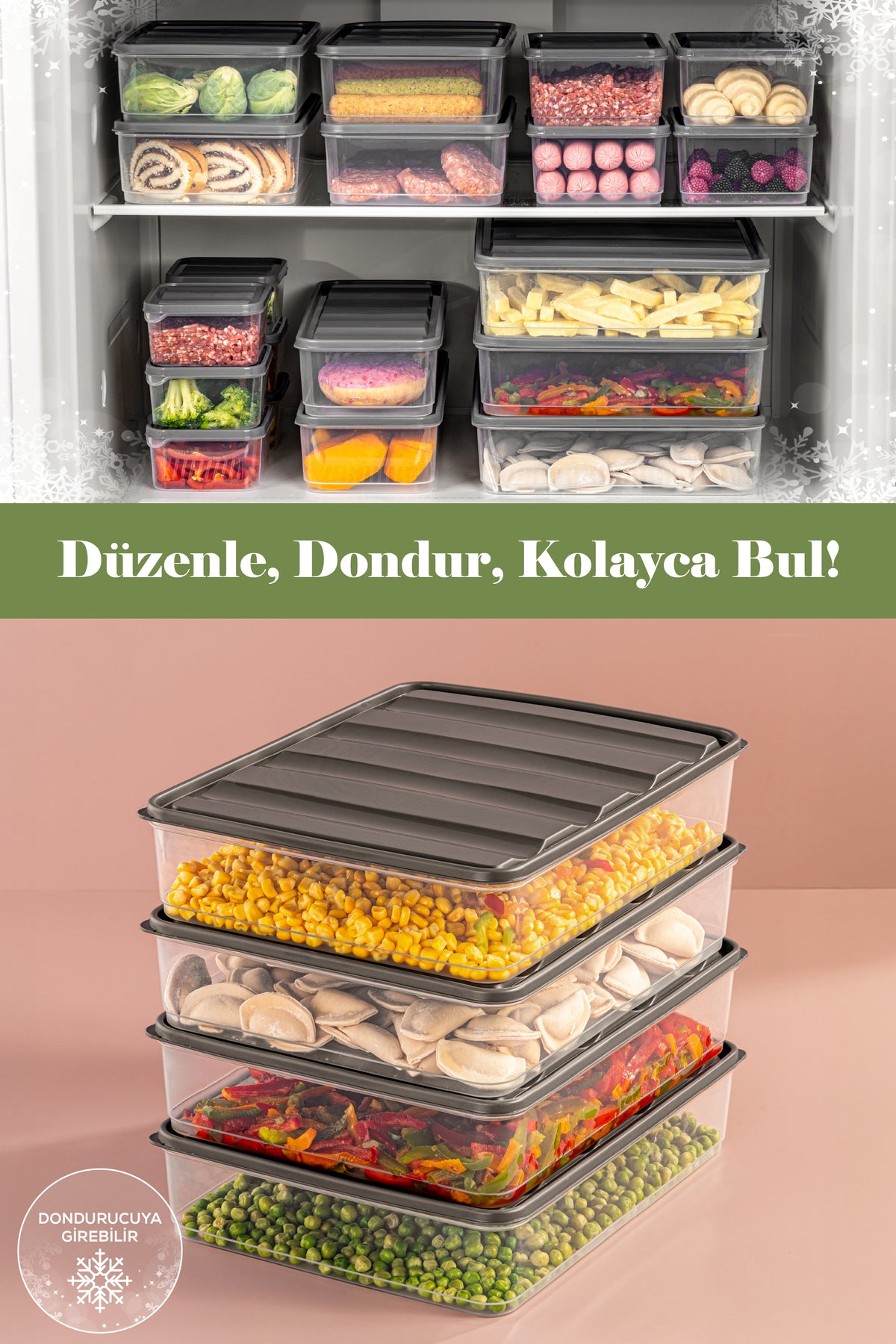 4'lü 3,5 Litre Buzdolabı Düzenleyici Organizer Mikrodalgaya Uygun Difriz Saklama Kabı Gri