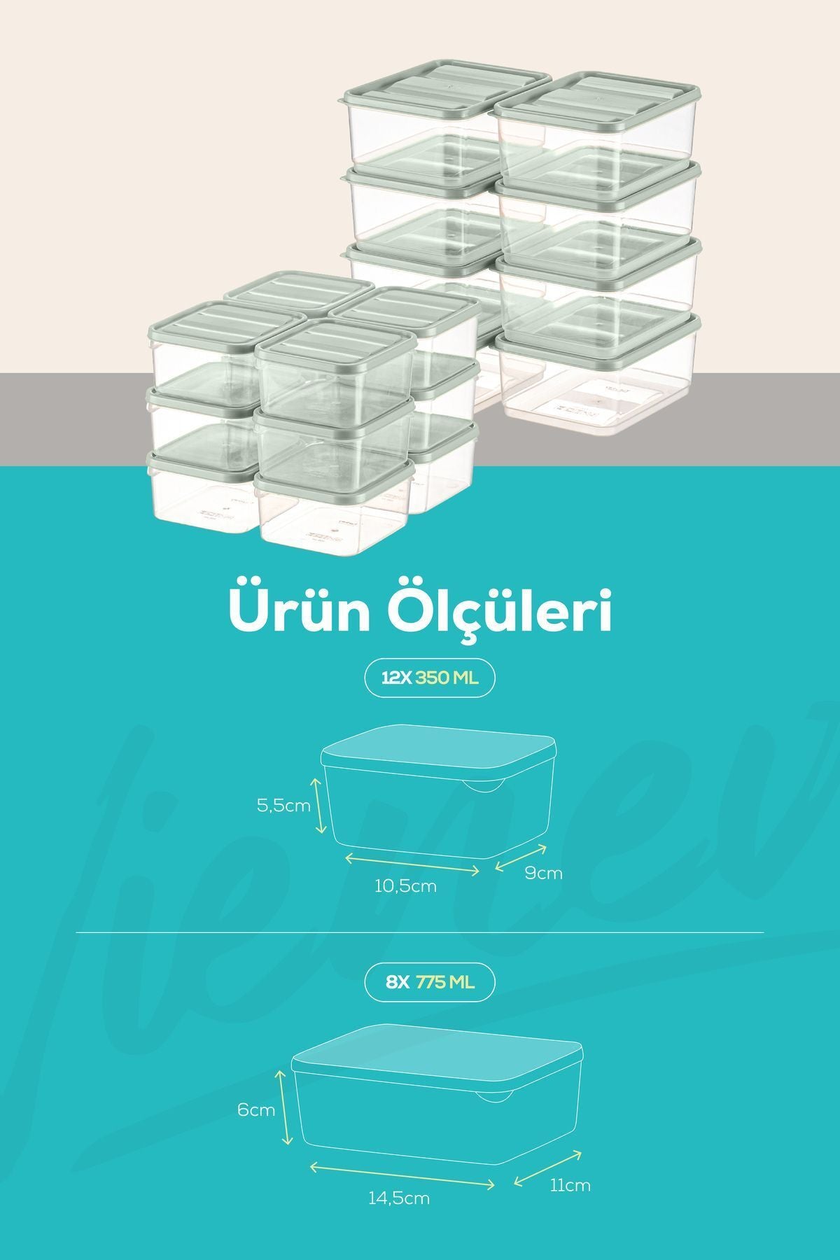Mikrodalga ve Difrize Uygun 20 Parça Buzdolabı Düzenleyici Organizer Saklama Kabı Seti Mint