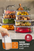 8'li Hava Geçirmez Saklama Kabı Seti Antrasit 2x(250-500-750-1200 ML)
