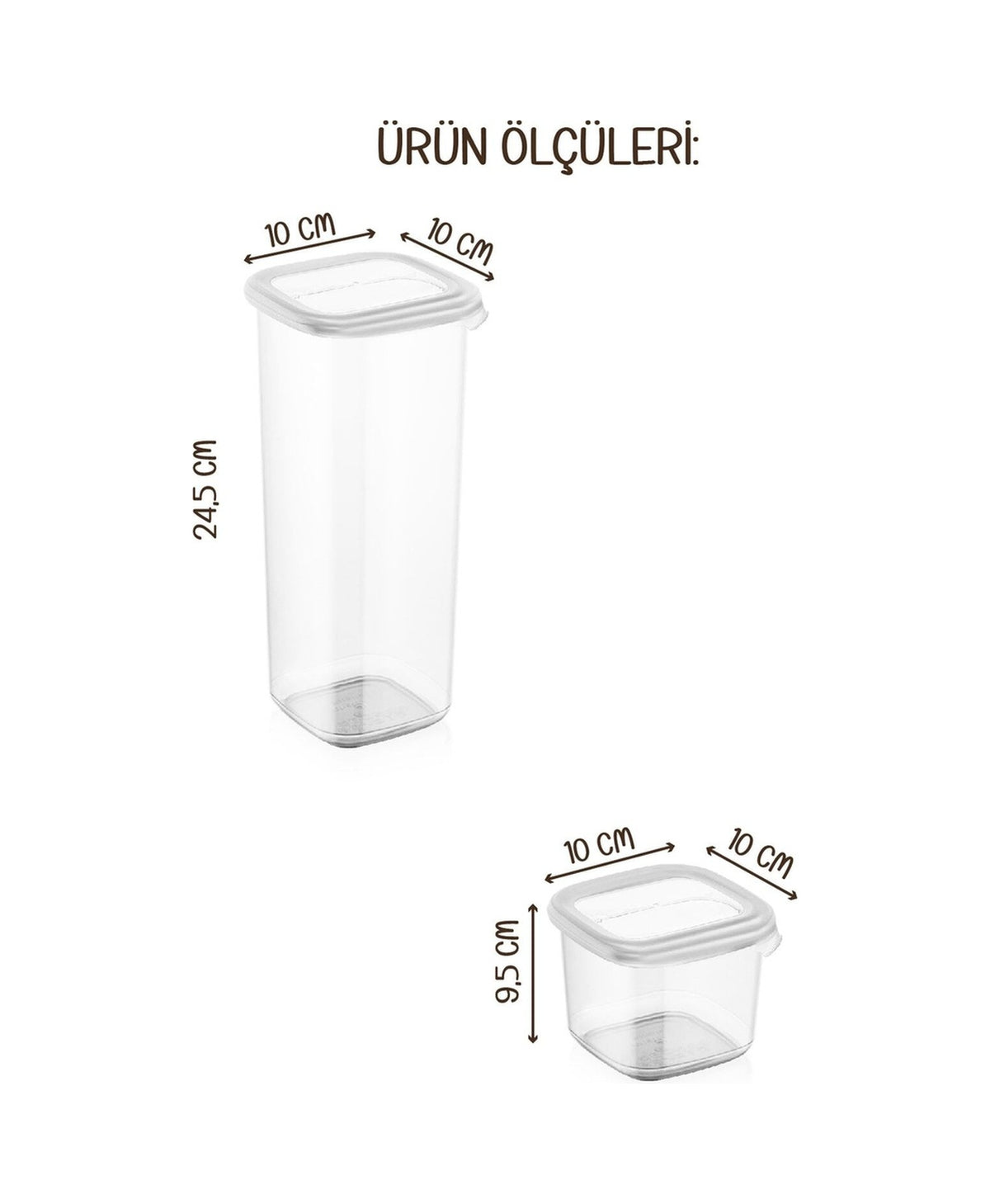 Renkli Etiketli 12li Set Peggy Kare Erzak Saklama Kabı 9x(0,55 Litre) - 3x(1,75 Litre) Beyaz