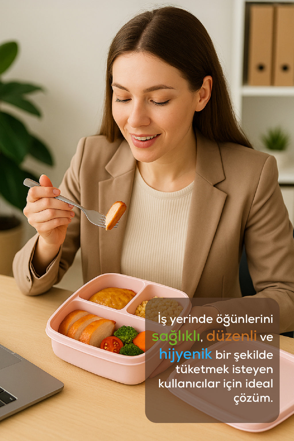 3'lü Set Bölmeli Kare Saklama Kabı Pembe