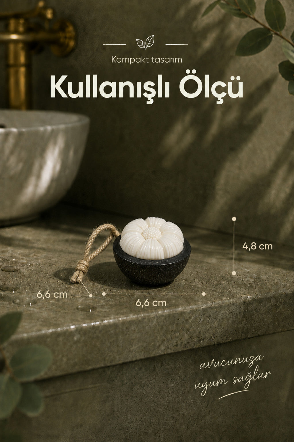Mangosten Şekilli Katı Sabun 6,6x6,6x4,8 cm Asılabilir Dekoratif Banyo El Sabunu