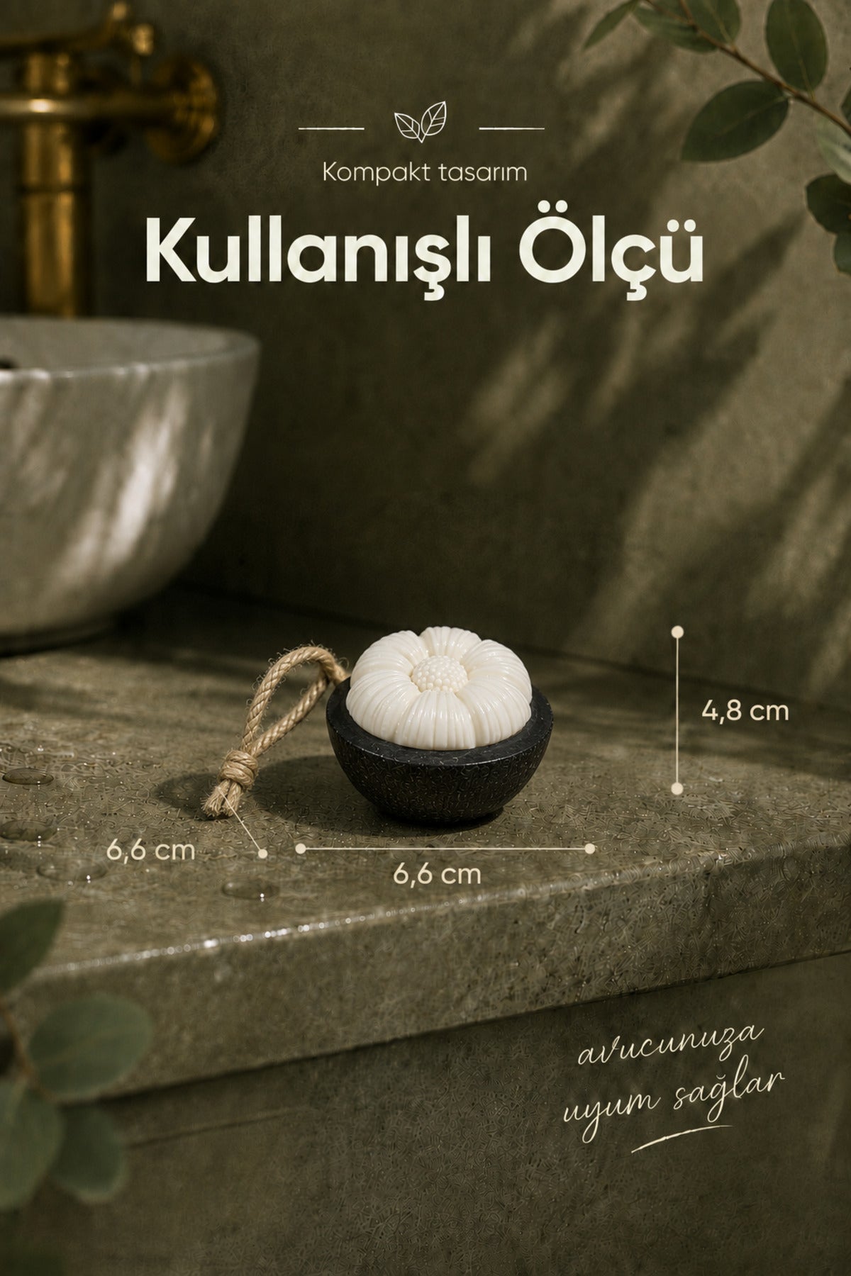 Mangosten Şekilli Katı Sabun 6,6x6,6x4,8 cm Asılabilir Dekoratif Banyo El Sabunu