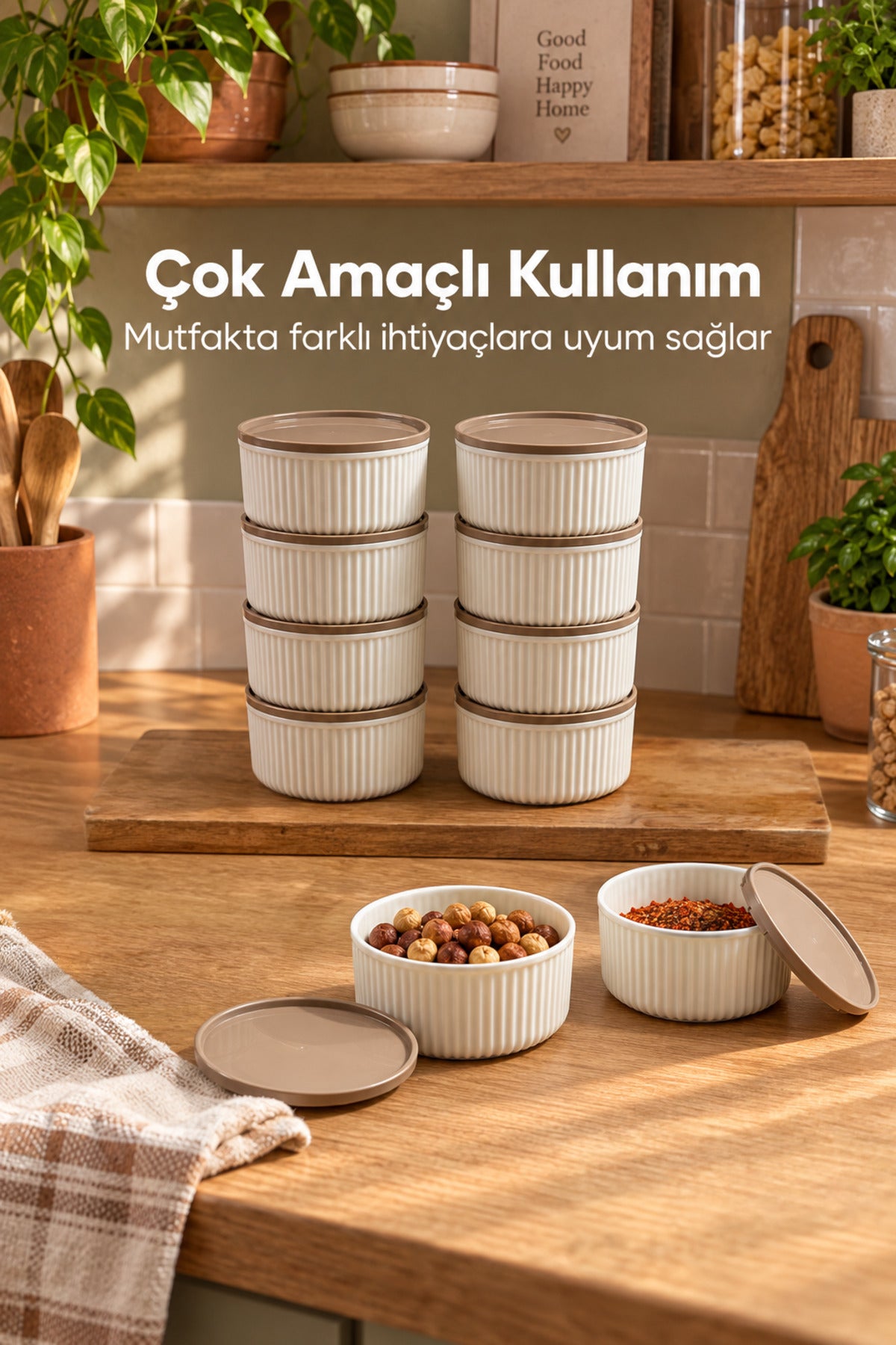 10'lu 325 ml Yuvarlak Saklama Kabı Seti Mutfak ve Buzdolabı Düzenleyici
