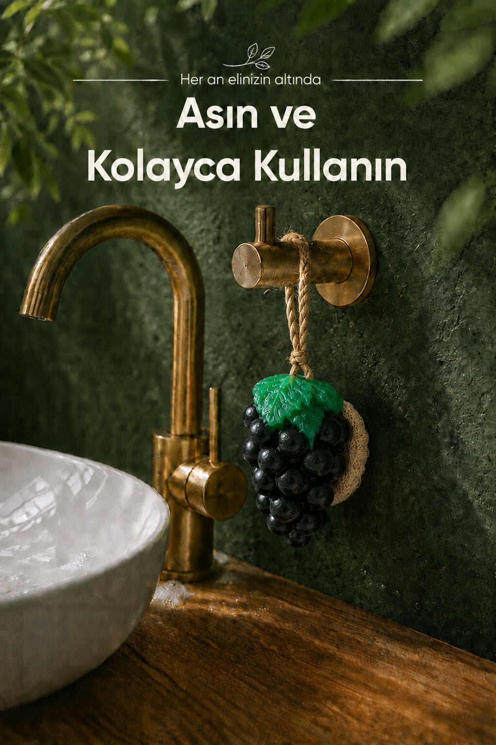 Siyah Üzüm Şekilli Lifli Katı Sabun 10,5x7x5,2 cm Peeling EtkiliAsılabilir Dekoratif Banyo El Sabunu