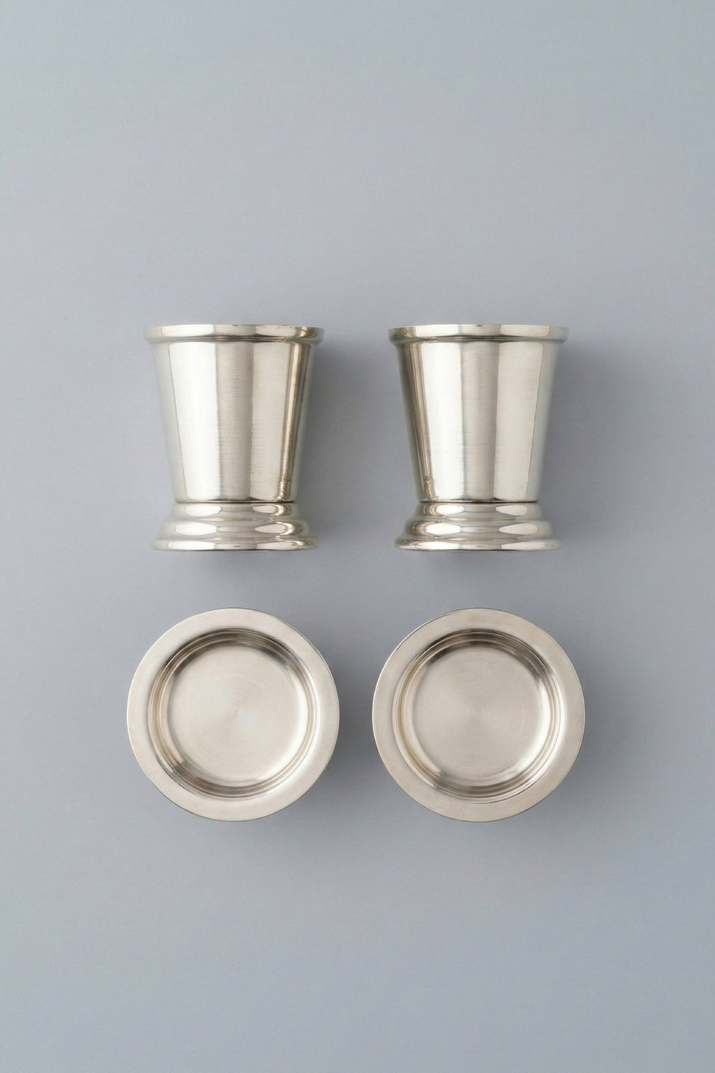 4'lü Gümüş Renk Metal Kahve Yanı Sunum Seti - 2x(Ayaklı Lokumluk, Mini Gül Kovası) - İkramlık