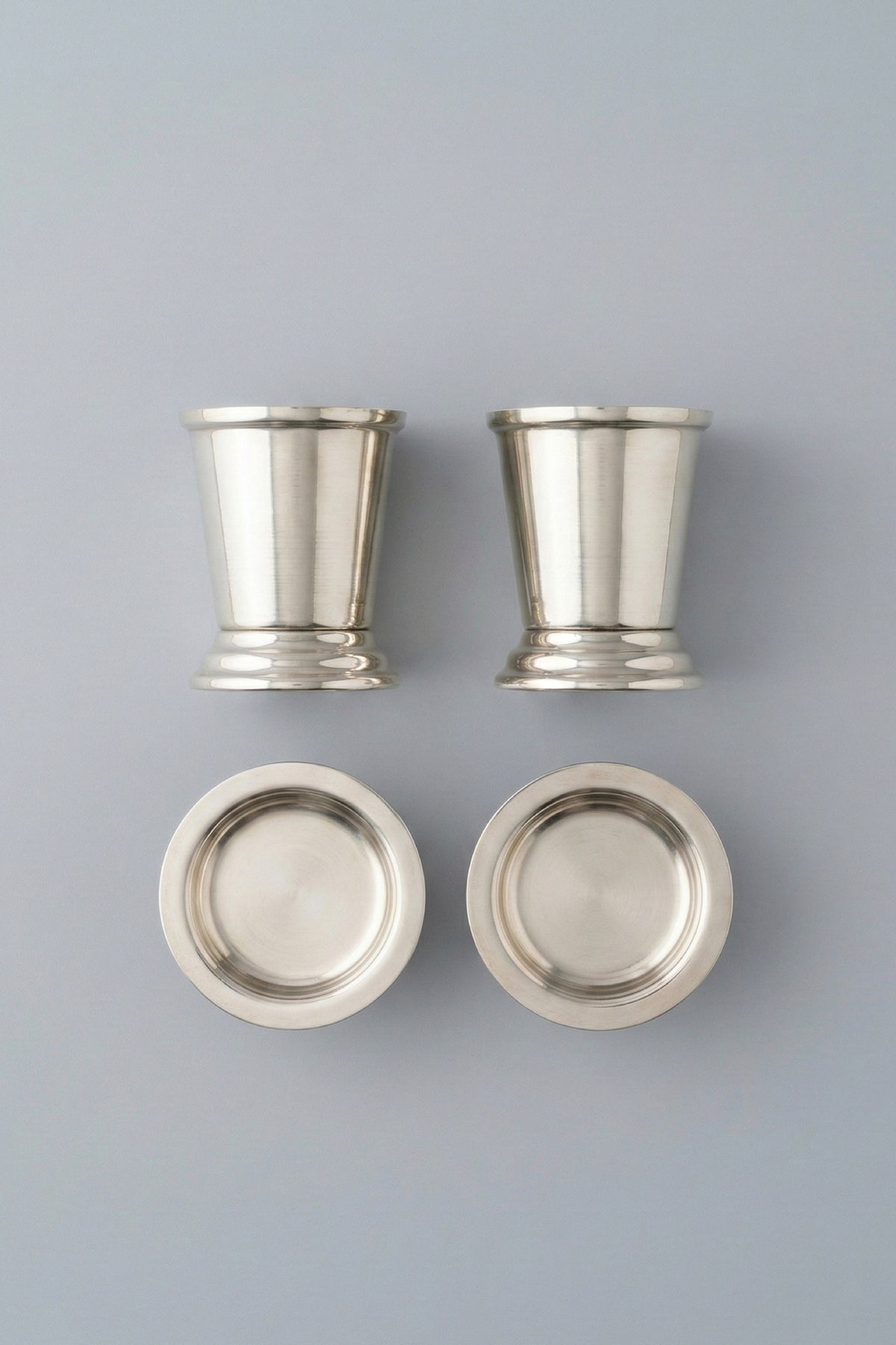 4'lü Gümüş Renk Metal Kahve Yanı Sunum Seti - 2x(Ayaklı Lokumluk, Mini Gül Kovası) - İkramlık