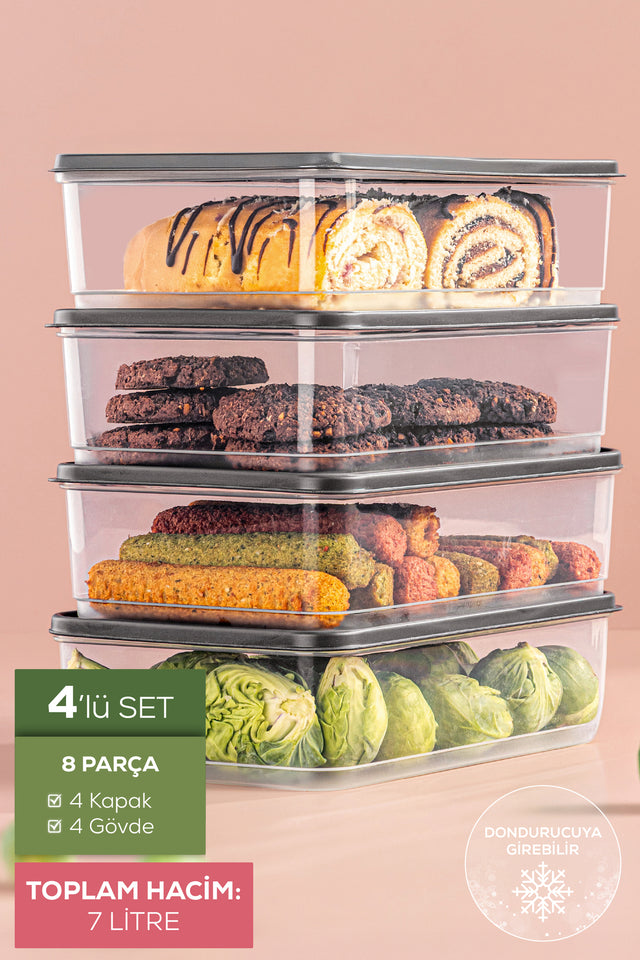 4'lü Buzdolabı Düzenleyici Saklama Kabı 1,75 L