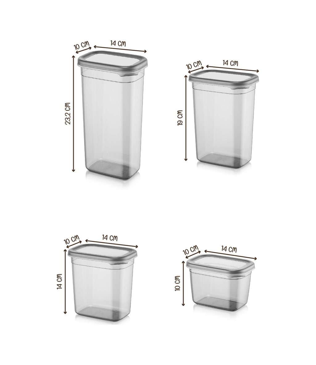 24lü Peggy Dikdörtgen Saklama Kabı Seti 6x( 1900ml, 1500ml, 1150ml, 800ml ) Etiketli