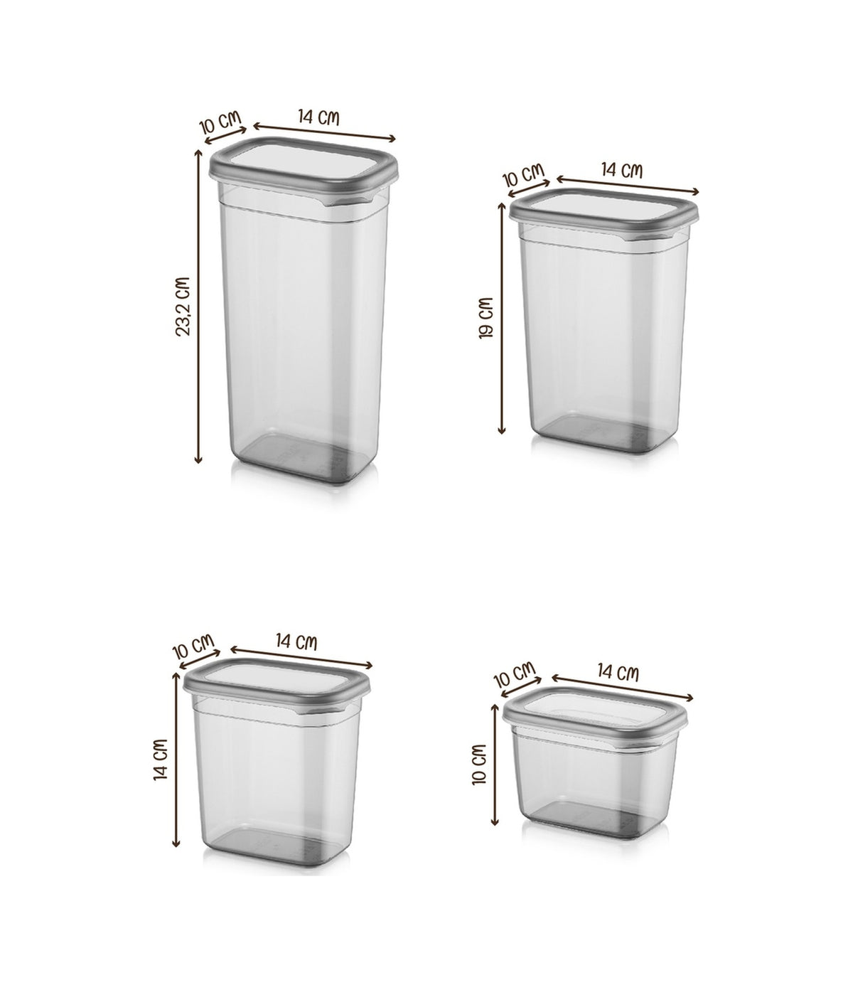 20li Peggy Dikdörtgen Saklama Kabı Seti 5x( 1900ml, 1500ml, 1150ml, 800ml ) Etiketli