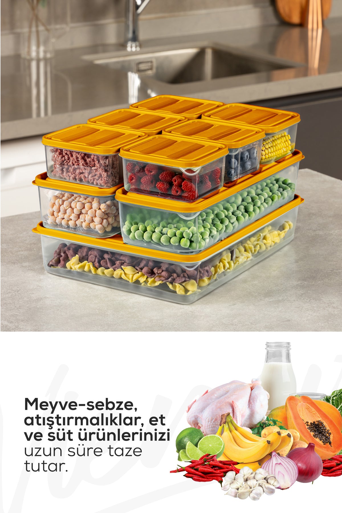 20'li Buzdolabı Organizer Ve Saklama Kabı Turuncu 12x(350ML) 4x(1,75LT) 2x(1,65LT) 2x(3,5LT)