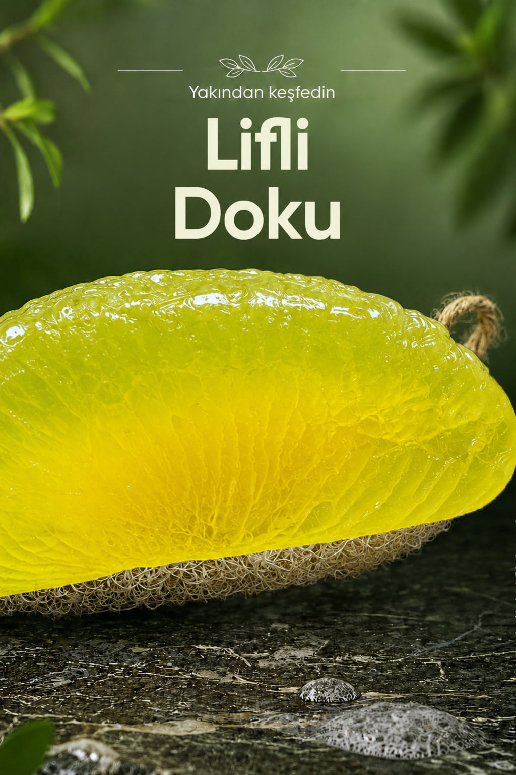 Sarı Pomelo Dilimi Şekilli Lifli Katı Sabun 10x6x4 cm Peeling Etkili Asılabilir Dekoratif Banyo El Sabunu