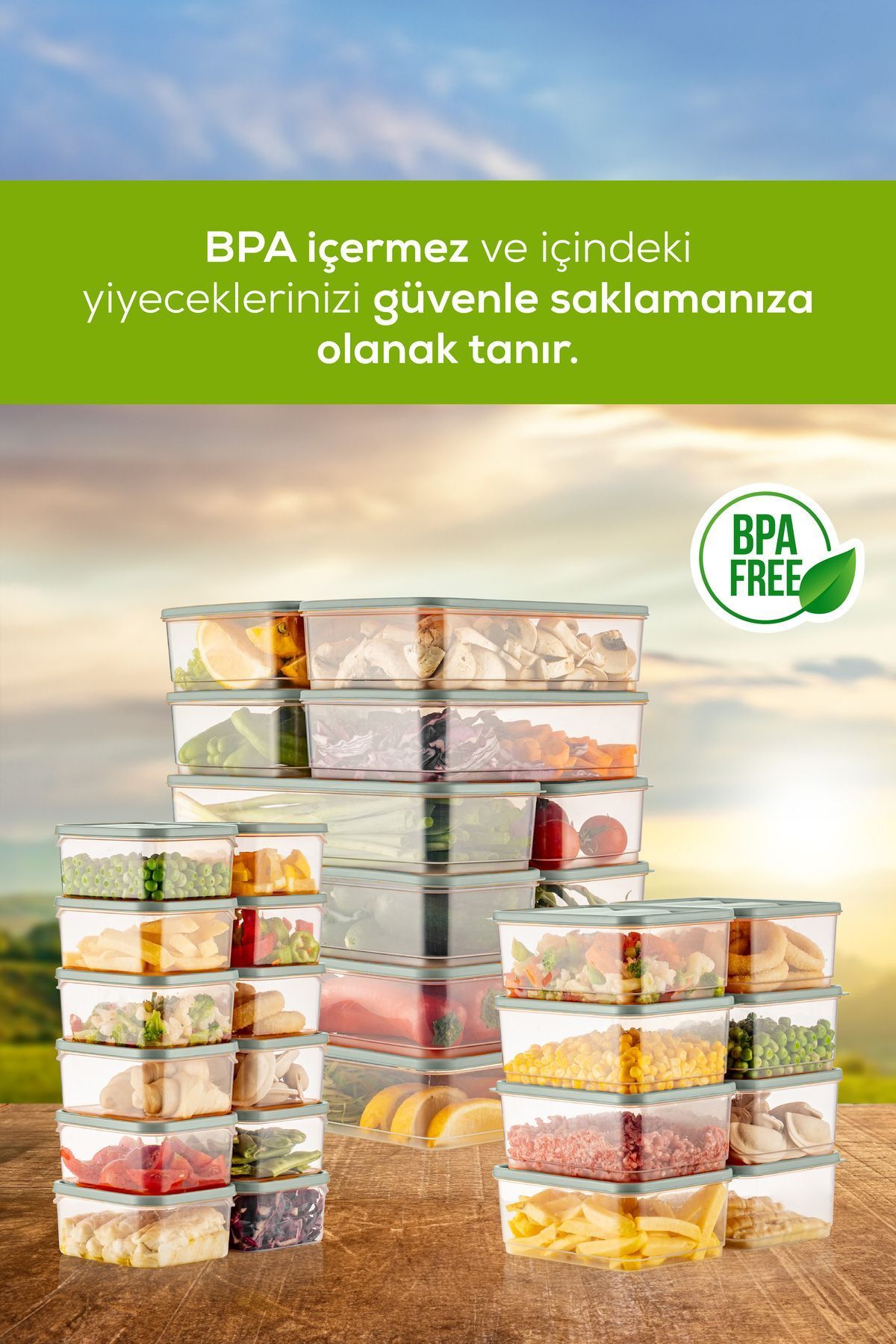 30'lu Buzdolabı Düzenleyici Organizer Mikrodalgaya Uygun Difriz Saklama Kabı Mint