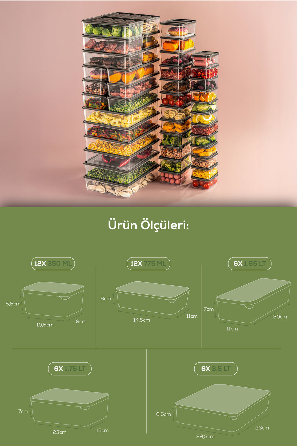 42'li Buzdolabı Düzenleyici Organizer Mikrodalgaya Uygun Difriz Saklama Kabı Gri