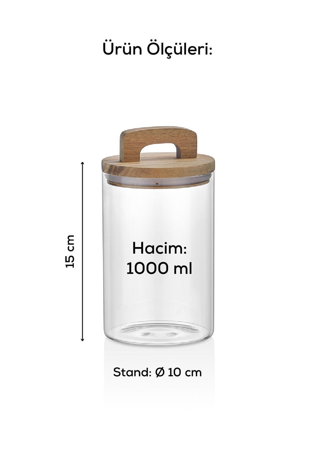 3'lü 1000 ml Ahşap Kapaklı Tutacaklı Kavanoz