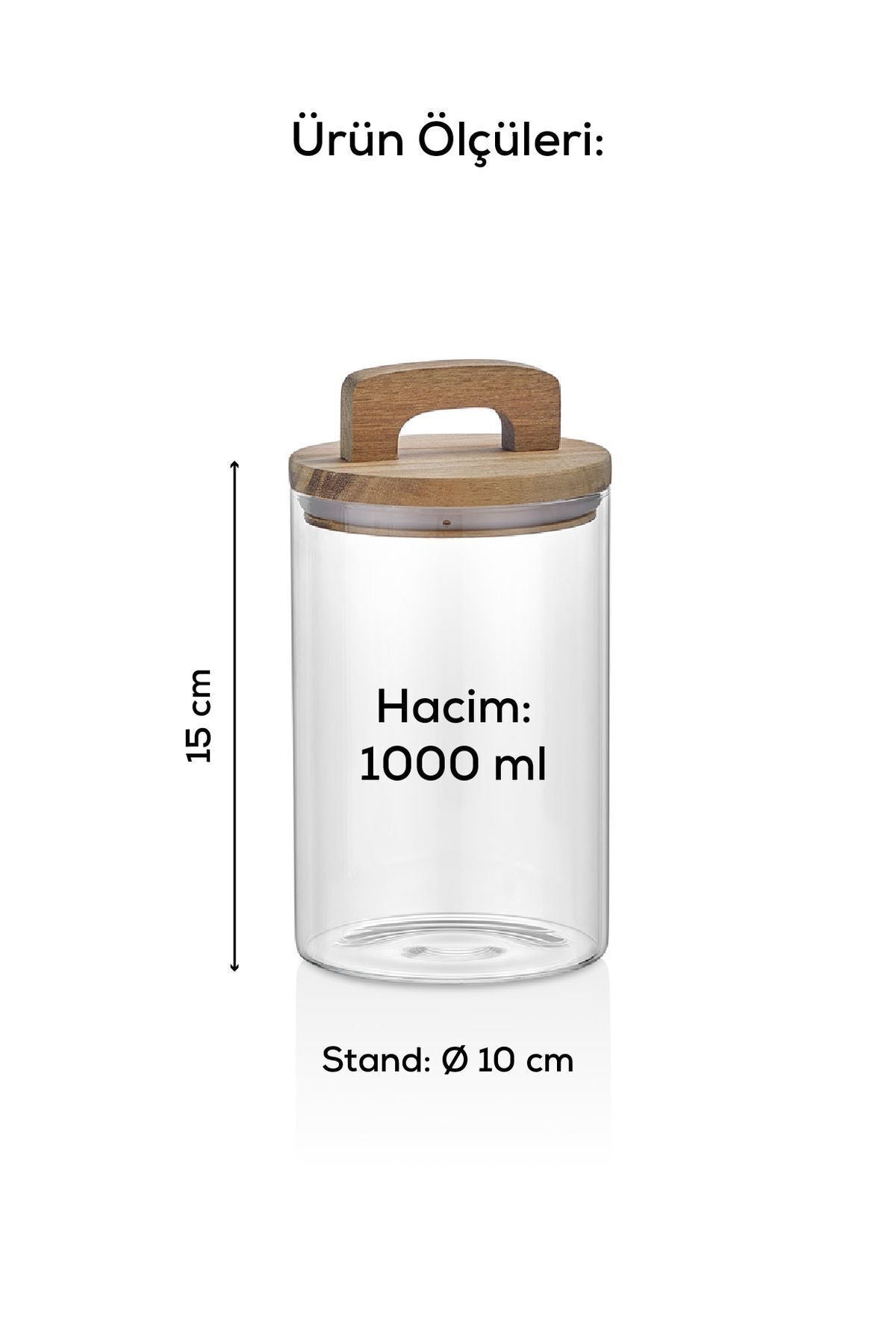 3'lü 1000 ml Ahşap Kapaklı Tutacaklı Kavanoz