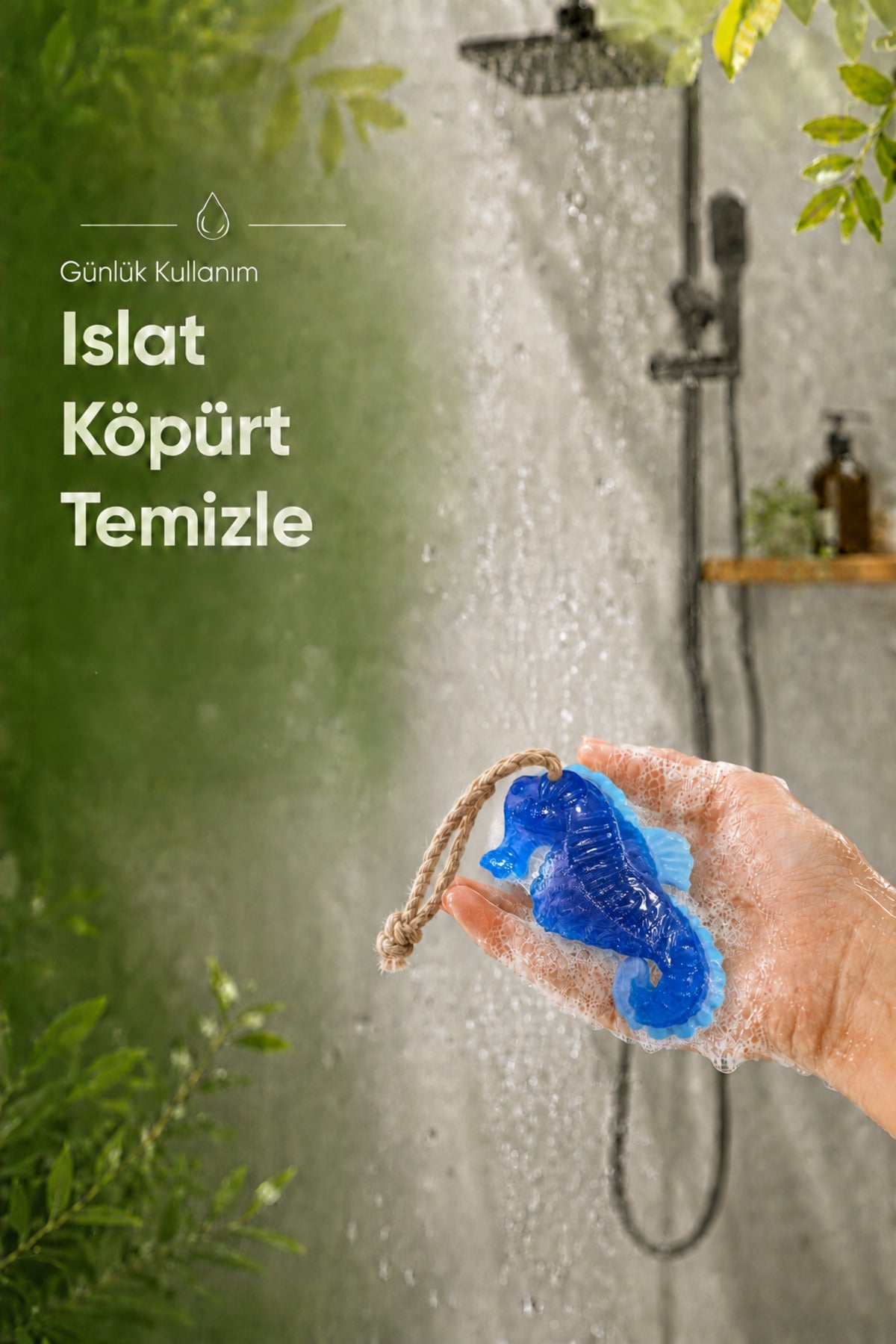 Mavi Deniz Atı Şekilli Katı Sabun 13x7,5 cm Asılabilir Dekoratif Banyo El Sabunu