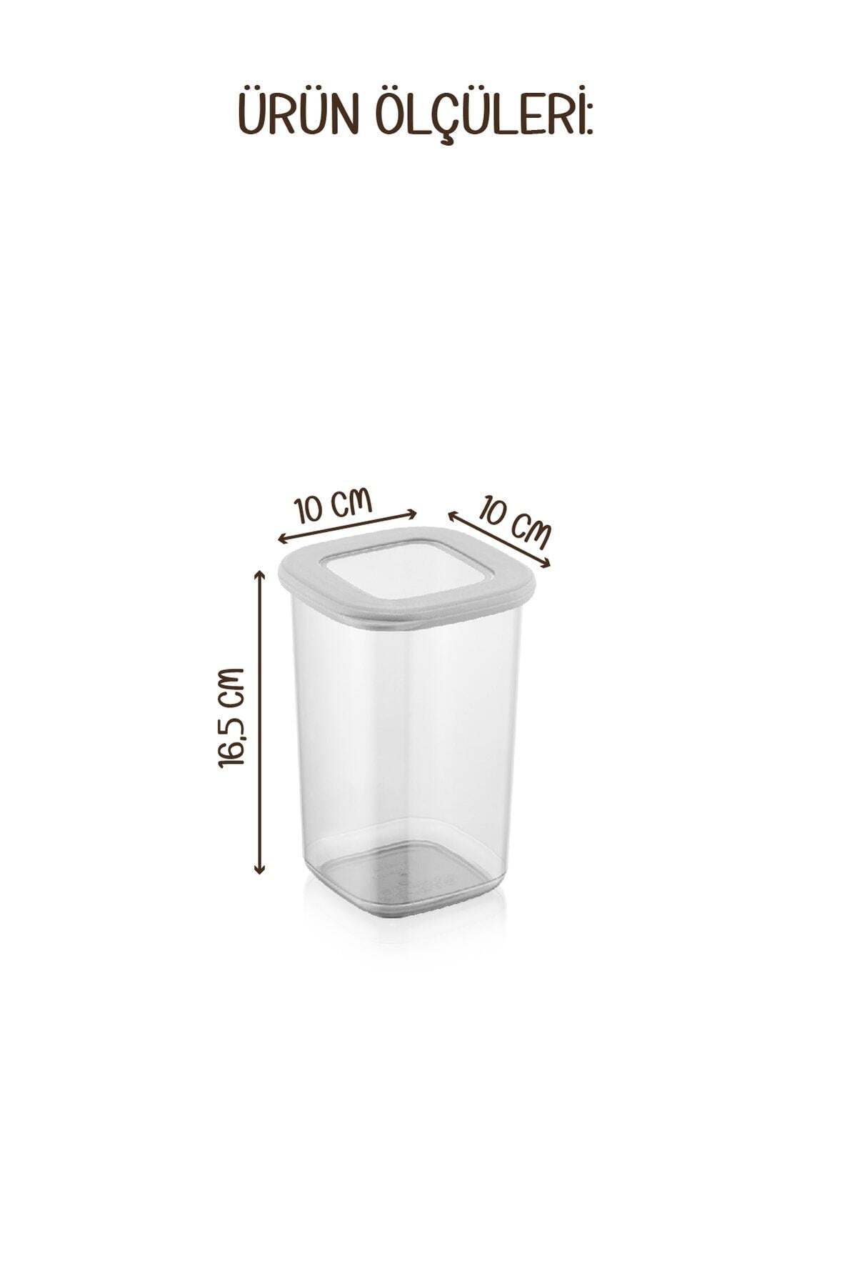 Renkli Etiketli Kare Erzak Saklama Kabı 6lı Set 1,2 Litre Beyaz