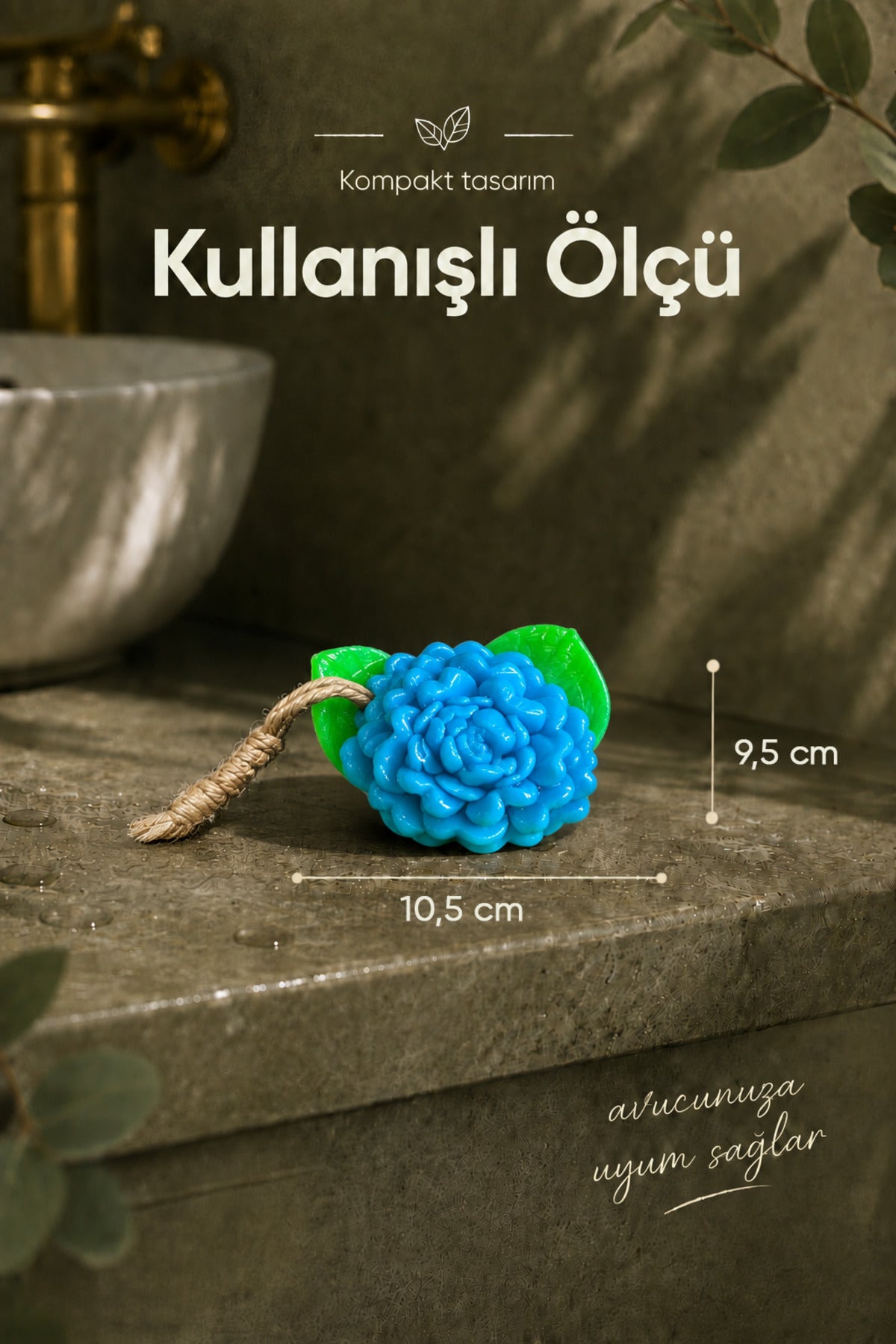 Mavi Yasemin Şekilli Katı Sabun 10,5x9,5 cm Asılabilir Dekoratif Banyo El Sabun