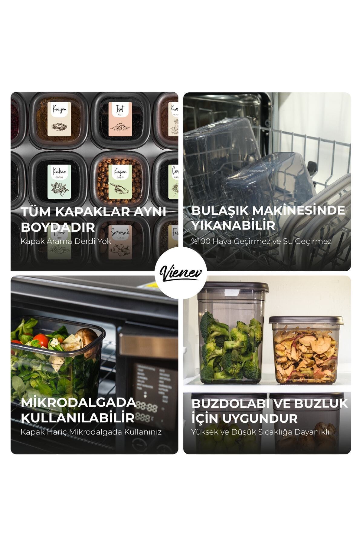 24lü Renkli Etiketli Peggy Kare Erzak Ve Baharat Full Set 8x(1,2, 0,55, 0,45) Ant