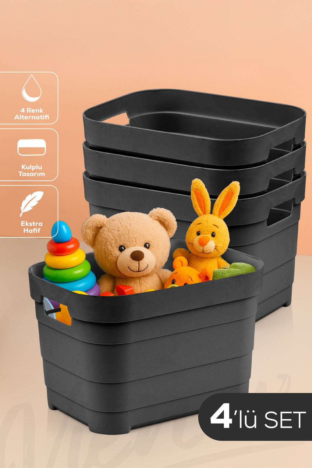 4'lü 5 Litre Saklama Kutusu Antrasit