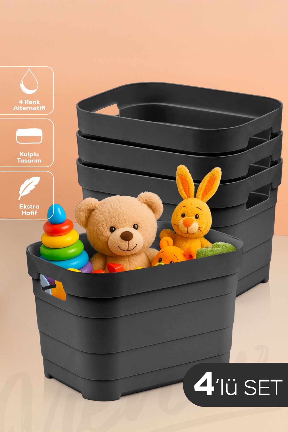 4'lü 5 Litre Saklama Kutusu Antrasit