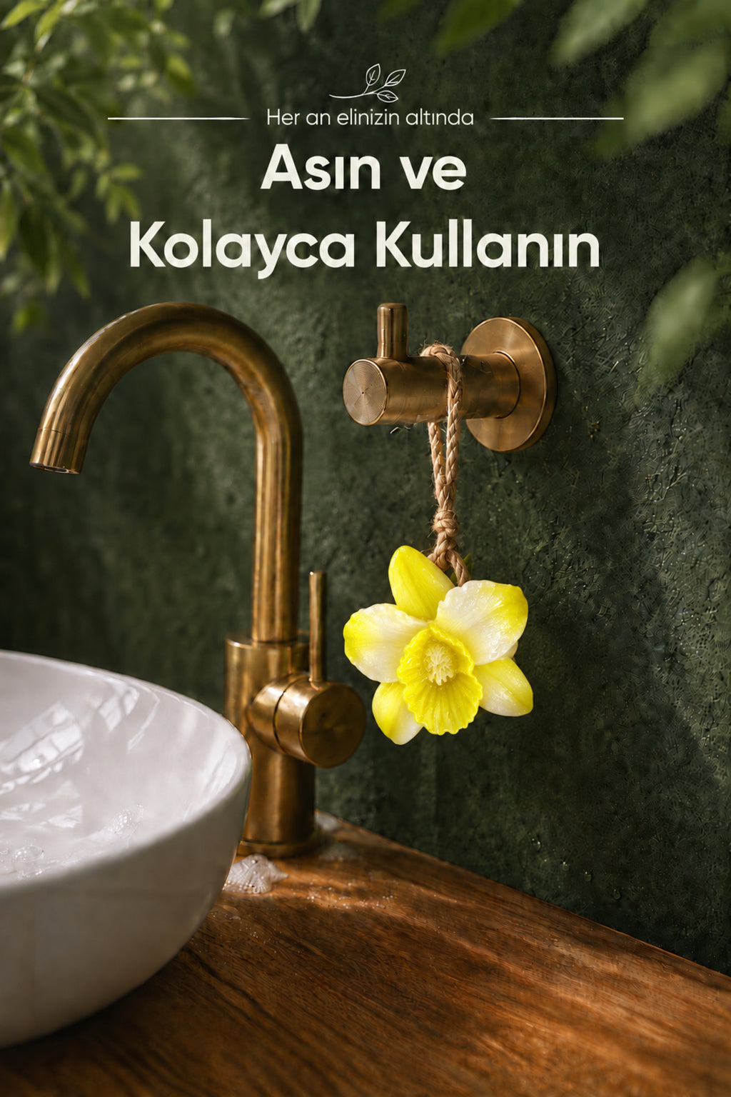Sarı Orkide Şekilli Katı Sabun 10,5x10 cm Asılabilir Dekoratif Banyo El Sabunu