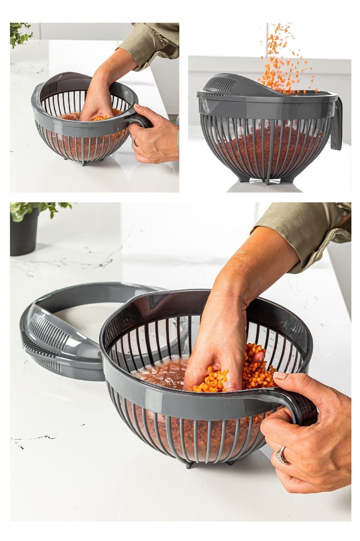 Linea Pirinç Süzgeci 3 Litre Antrasit
