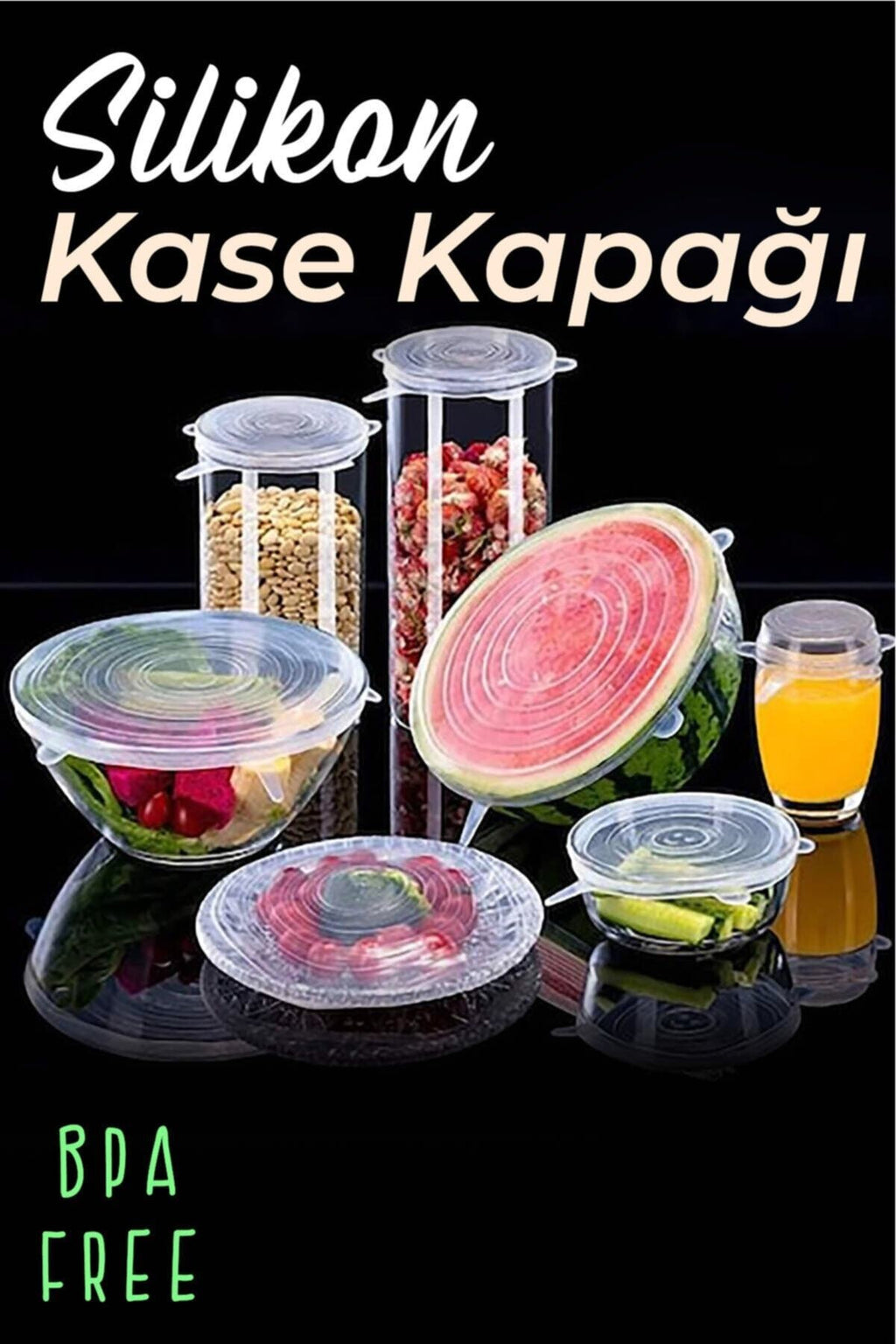 Esnek Silikon 6'lı Gıda Koruma Kapağı Şeffaf