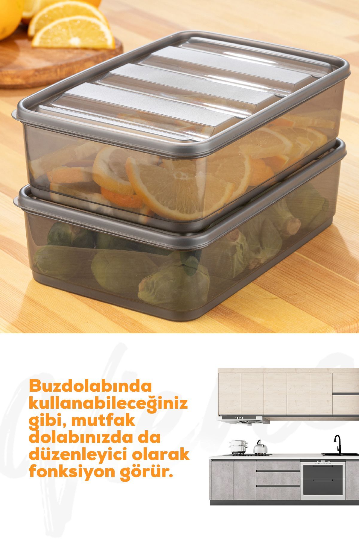 2li Bella Buzdolabı Düzenleyici Saklama Kabı Büyük Boy