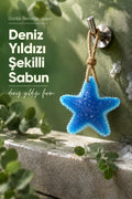 Mavi Deniz Yıldızı Şekilli Katı Sabun 12,5x12,5 cm Asılabilir Dekoratif Banyo El Sabunu