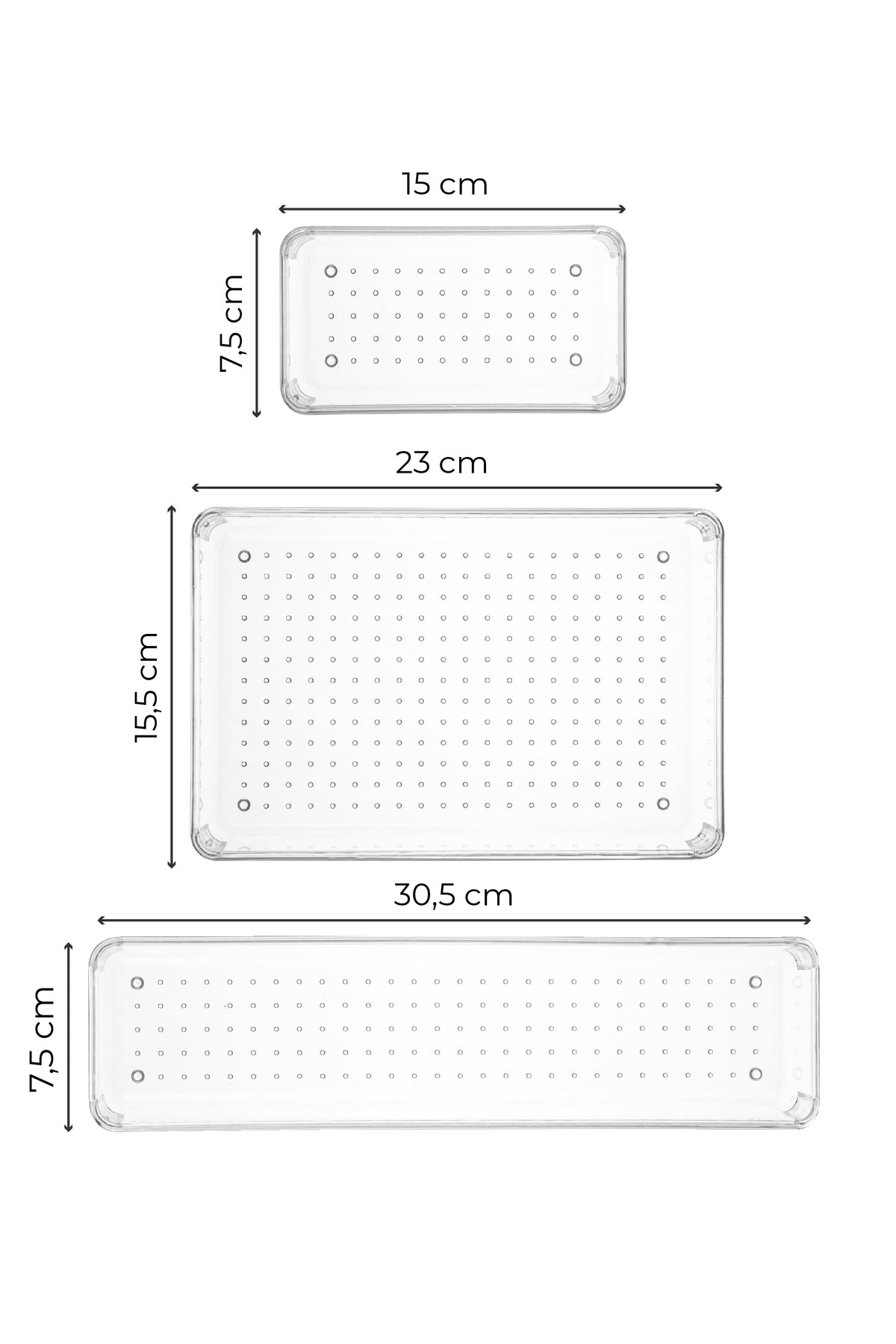 7'li Şeffaf Çekmece Içi Düzenleyici Organizer 2x(O.DKDRTGN) 4x(K.DKDRTGN) 1x(D.DKTRGN)