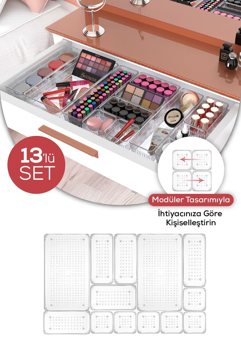 13'lü Dolap Içi Çekmece Düzenleyici - Mutfak Çekmece Içi Kaşıklık Organizer